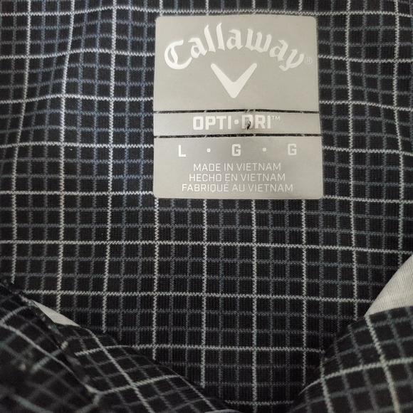 Callaway Opti Dry Golf Polo Shirt Men's Large Black Stretch Geometric Grid - Picture 3 of 5